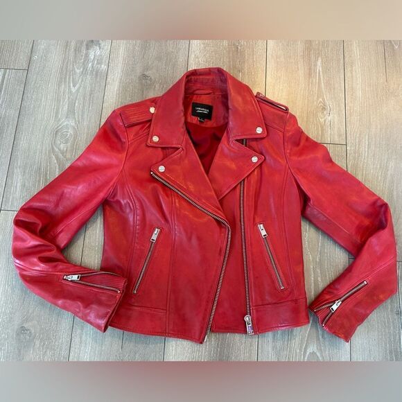 DONNA ICONIC LEATHER BIKER JACKET | RED - Picture 3 of 3